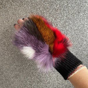 Faux Fur Fingerless Mittens